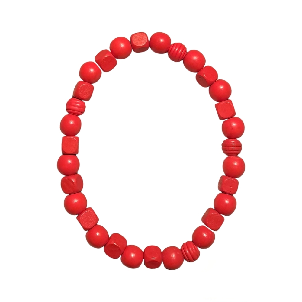 Handmade red wooden beads
